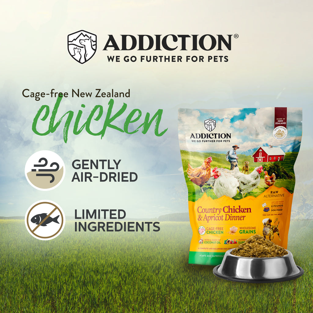 Addiction Country Chicken and Apricot Dog Food NZ Dry Dog Food