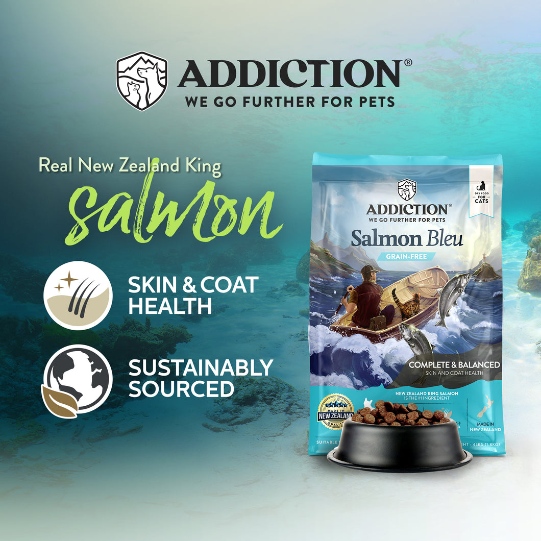 Addiction Salmon Bleu NZ Grain Free Dry Cat Food - Available in 1.8kg & 4.5kg