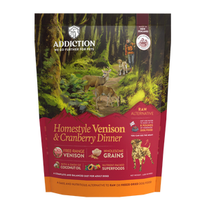 Addiction Raw Alternative Dog Food - Homestyle Venison & Cranberry Dinner 0.9kg