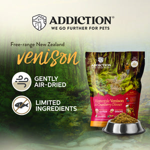 Addiction Raw Alternative Dog Food - Homestyle Venison & Cranberry Dinner 0.9kg